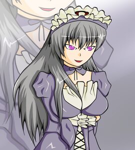 Rating: Safe Score: 0 Tags: breasts choker dress elbow_gloves gloves hairband image long_hair multiple_girls purple_eyes silver_hair solo suigintou white_gloves User: admin