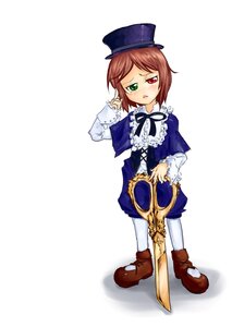 Rating: Safe Score: 0 Tags: 1girl blue_dress blush brown_hair dress frills full_body green_eyes hat heterochromia image long_sleeves pantyhose red_eyes short_hair simple_background solo souseiseki standing top_hat white_background white_legwear User: admin