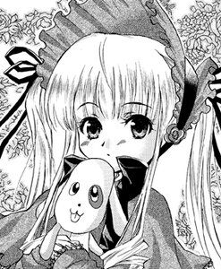 Rating: Safe Score: 0 Tags: 1girl blush dress flower frills greyscale image long_hair long_sleeves looking_at_viewer monochrome rose shinku solo stuffed_animal twintails upper_body User: admin