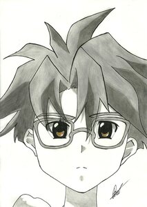 Rating: Safe Score: 0 Tags: 1boy artist_name auto_tagged face glasses greyscale human looking_at_viewer monochrome sakurada_jun signature solo spiked_hair traditional_media User: admin