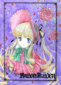 Rating: Safe Score: 0 Tags: 1girl blonde_hair blue_eyes blush bonnet bow bowtie dress flower green_bow image long_hair long_sleeves looking_at_viewer petals pink_flower pink_rose red_dress rose shinku sidelocks smile solo traditional_media upper_body User: admin