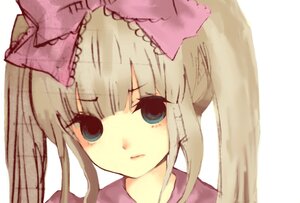 Rating: Safe Score: 0 Tags: 1girl bangs blonde_hair blue_eyes blush bow closed_mouth expressionless face hair_bow image long_hair looking_at_viewer pink_bow portrait shinku simple_background solo twintails white_background User: admin