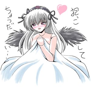 Rating: Safe Score: 3 Tags: 1girl bare_shoulders black_wings blush doll_joints dress flower hairband heart image joints lolita_hairband long_hair open_mouth pink_eyes rose smile solo suigintou wings User: admin
