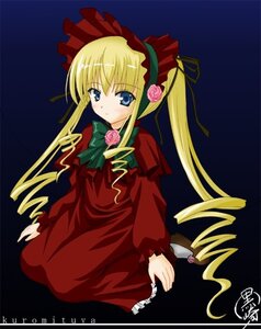 Rating: Safe Score: 0 Tags: 1girl blonde_hair blue_eyes bonnet bow bowtie dress drill_hair flower full_body green_bow image long_hair long_sleeves looking_at_viewer pink_rose red_dress rose shinku simple_background sitting solo twin_drills twintails very_long_hair User: admin