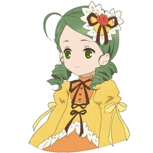 Rating: Safe Score: 0 Tags: 1girl ahoge dress drill_hair flower green_eyes green_hair hair_ornament image kanaria long_sleeves ribbon rose simple_background smile solo twin_drills upper_body white_background yellow_dress User: admin