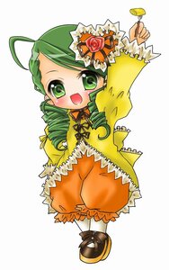Rating: Safe Score: 0 Tags: 1girl ahoge blush drill_hair flower frills full_body green_eyes green_hair image kanaria long_sleeves open_mouth rose smile solo twin_drills User: admin