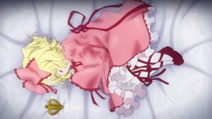 Rating: Safe Score: 0 Tags: 1girl blonde_hair bow closed_eyes dress frills hair_bow hina_ichigo hinaichigo image long_sleeves lying medicine_melancholy on_side pink_bow pink_dress profile red_footwear ribbon short_hair sleeping solo User: admin