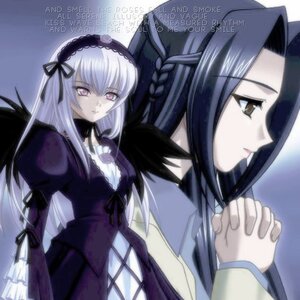 Rating: Safe Score: 0 Tags: 2girls black_wings dress frills hairband hands_clasped holding_hands image interlocked_fingers kakizaki_megu long_hair long_sleeves multiple_girls own_hands_together puffy_sleeves ribbon silver_hair solo suigintou very_long_hair wings User: admin