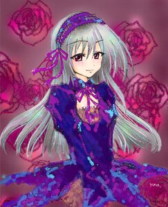 Rating: Safe Score: 0 Tags: 1girl dress flower frills hairband image long_hair long_sleeves looking_at_viewer pink_eyes smile solo suigintou very_long_hair User: admin