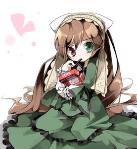 Rating: Safe Score: 0 Tags: 1girl auto_tagged brown_hair dress food frills green_dress green_eyes heart heterochromia image izumi_minami long_hair long_sleeves looking_at_viewer pocky red_eyes ribbon rozen_maiden solo suiseiseki very_long_hair white_background User: admin