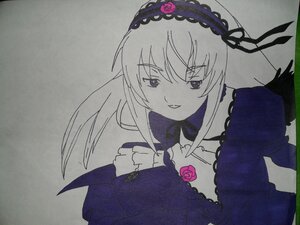 Rating: Safe Score: 0 Tags: 1girl dress flower frilled_sleeves frills hairband image long_hair long_sleeves looking_at_viewer rose smile solo suigintou traditional_media upper_body wings User: admin