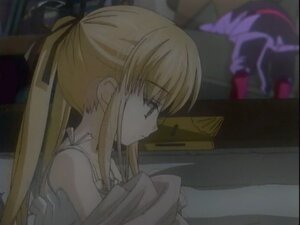 Rating: Safe Score: 0 Tags: 1girl auto_tagged bare_shoulders blonde_hair blurry from_side hair_ribbon image indoors long_hair ponytail profile ribbon shinku sidelocks solo User: admin