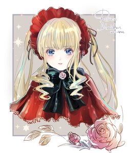 Rating: Safe Score: 0 Tags: 1girl blonde_hair blue_eyes blush bonnet bow bowtie capelet character_name dated drill_hair flower image long_hair looking_at_viewer pink_flower pink_rose red_capelet red_rose rose shinku signature solo star_(symbol) twintails User: admin