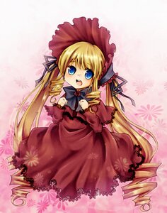 Rating: Safe Score: 0 Tags: 1girl blonde_hair blue_eyes blush bonnet bow bowtie dress drill_hair image long_hair long_sleeves looking_at_viewer open_mouth red_dress shinku solo twin_drills twintails very_long_hair User: admin