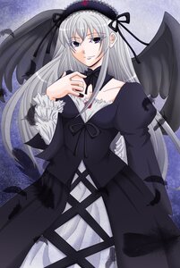 Rating: Safe Score: 0 Tags: 1girl auto_tagged black_ribbon black_wings dress frills hairband image long_hair long_sleeves looking_at_viewer silver_hair smile solo suigintou wings User: admin