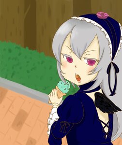 Rating: Safe Score: 0 Tags: 1girl eating flower food frilled_sleeves frills gothic_lolita hairband ice_cream image juliet_sleeves lolita_hairband long_sleeves looking_at_viewer looking_back open_mouth puffy_sleeves rose silver_hair solo suigintou wings User: admin