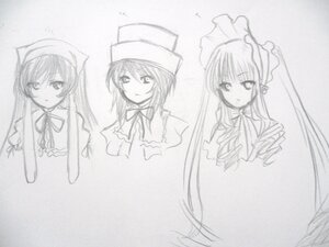 Rating: Safe Score: 0 Tags: 1girl dress hat image long_hair looking_at_viewer monochrome multiple multiple_views ribbon sketch tagme User: admin
