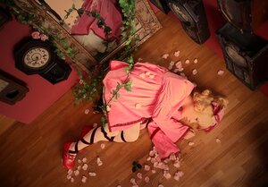 Rating: Safe Score: 0 Tags: 1girl blonde_hair cherry_blossoms dress flower from_above hinaichigo japanese_clothes kimono lying petals solo User: admin