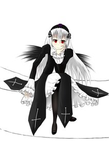 Rating: Safe Score: 0 Tags: 1girl bangs black_dress black_footwear black_wings blush closed_mouth dress eyebrows_visible_through_hair feathers frilled_sleeves frills full_body hairband image juliet_sleeves long_hair long_sleeves looking_at_viewer puffy_sleeves red_eyes silver_hair smile solo suigintou very_long_hair white_background wings User: admin