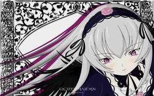 Rating: Safe Score: 3 Tags: 1girl black_ribbon black_wings blush dress flower frills hairband image lolita_hairband long_hair long_sleeves looking_at_viewer pink_eyes ribbon rose silver_hair solo suigintou wings User: admin