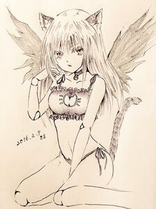 Rating: Safe Score: 0 Tags: 1girl angel_wings animal_ears bangs bell bell_choker bra breasts cat_cutout cat_ear_panties cat_ears cat_lingerie cat_tail choker cleavage cleavage_cutout collarbone eyebrows_visible_through_hair feathered_wings image jingle_bell long_hair looking_at_viewer medium_breasts meme_attire monochrome navel parted_lips side-tie_panties solo solo_wing suigintou tail traditional_media underwear wings User: admin