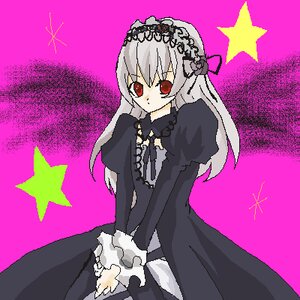 Rating: Safe Score: 0 Tags: 1girl black_dress black_wings dress flower frills hairband image long_hair long_sleeves looking_at_viewer pink_background purple_background red_eyes silver_hair simple_background solo standing star_(symbol) starry_background suigintou wings User: admin