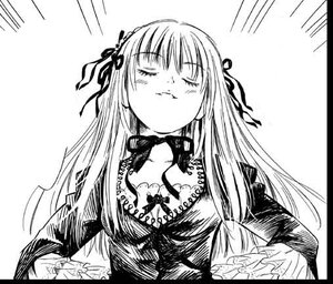 Rating: Safe Score: 0 Tags: 1girl blush closed_eyes closed_mouth dress greyscale hair_ribbon image long_hair long_sleeves monochrome ribbon solo suigintou traditional_media upper_body User: admin