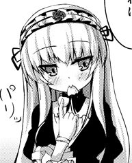 Rating: Safe Score: 0 Tags: 1girl blush dress eating greyscale hairband image long_hair looking_at_viewer monochrome simple_background solo suigintou upper_body white_background User: admin