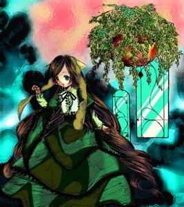 Rating: Safe Score: 0 Tags: 1girl blue_eyes dress frills green_dress image long_hair long_sleeves looking_at_viewer ribbon solo standing suiseiseki very_long_hair User: admin