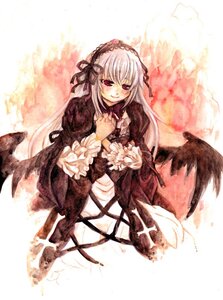 Rating: Safe Score: 0 Tags: 1girl black_ribbon black_wings blush dress flower frilled_sleeves frills hairband image long_hair long_sleeves looking_at_viewer pink_eyes red_eyes rose silver_hair smile solo suigintou very_long_hair wings User: admin