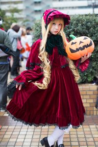 Rating: Safe Score: 0 Tags: 1girl blonde_hair blue_eyes blurry blurry_background blurry_foreground chain-link_fence depth_of_field dress drill_hair fence hat jack-o'-lantern lolita_fashion long_hair looking_at_viewer outdoors pantyhose photo red_dress shinku solo solo_focus standing white_legwear User: admin