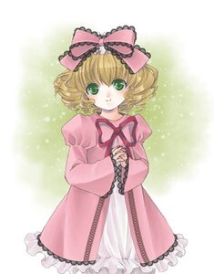 Rating: Safe Score: 0 Tags: 1girl blonde_hair bow dress frills green_eyes hair_bow hina_ichigo hinaichigo image juliet_sleeves long_sleeves looking_at_viewer pink_bow pink_dress puffy_sleeves short_hair smile solo standing User: admin