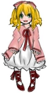 Rating: Safe Score: 0 Tags: 1girl :d animal_ears blonde_hair blush dress full_body green_eyes hina_ichigo hinaichigo image long_sleeves looking_at_viewer open_mouth red_ribbon ribbon simple_background smile solo standing white_background User: admin