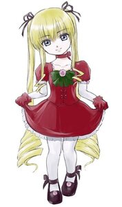 Rating: Safe Score: 0 Tags: 1girl blonde_hair blue_eyes bow bowtie choker dress drill_hair full_body gloves hair_ribbon image long_hair looking_at_viewer mary_janes pantyhose red_dress ribbon shinku shoes simple_background smile solo twintails very_long_hair white_background white_legwear User: admin