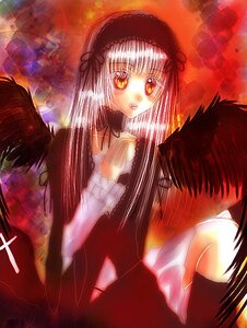 Rating: Safe Score: 0 Tags: 1boy 1girl auto_tagged bangs black_wings dress feathered_wings feathers frills hairband holding image long_hair long_sleeves looking_at_viewer rose silver_hair solo suigintou very_long_hair wings User: admin