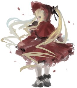 Rating: Safe Score: 0 Tags: 1girl blonde_hair bonnet bow dress image long_hair long_sleeves red_dress shinku solo striped twintails very_long_hair User: admin