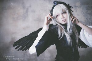 Rating: Safe Score: 0 Tags: 1girl black_ribbon black_wings closed_mouth feathers flower hairband lips long_hair long_sleeves looking_at_viewer ribbon rose solo suigintou upper_body wings User: admin