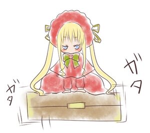 Rating: Safe Score: 0 Tags: 1girl blonde_hair blue_eyes bonnet bow bowtie box dress green_bow hat image in_box in_container long_hair long_sleeves red_dress shinku sidelocks simple_background sitting solo twintails very_long_hair white_background User: admin
