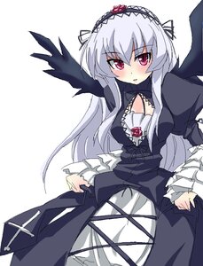 Rating: Safe Score: 3 Tags: 1girl black_dress black_wings blush breasts cross-laced_clothes dress flower frills gothic_lolita hairband image lolita_fashion lolita_hairband long_hair long_sleeves looking_at_viewer pink_eyes puffy_sleeves rose silver_hair simple_background solo suigintou white_background wings User: admin