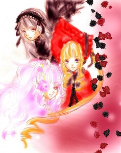 Rating: Safe Score: 0 Tags: 3girls black_wings blonde_hair blue_eyes dress flower frills hairband image long_hair looking_at_viewer multiple multiple_girls pink_eyes red_eyes red_flower red_rose rose shinku silver_hair smile suigintou tagme white_hair wings User: admin