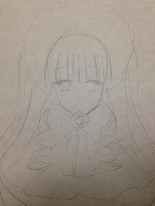 Rating: Safe Score: 0 Tags: 1girl auto_tagged bangs blush dress eyebrows_visible_through_hair flower hat image long_hair looking_at_viewer monochrome rose shinku sketch solo traditional_media User: admin