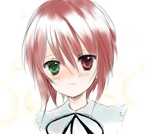 Rating: Safe Score: 0 Tags: 1girl bad_id bad_pixiv_id bangs black_ribbon blush brown_hair closed_mouth eyebrows_visible_through_hair green_eyes heterochromia ica image looking_at_viewer neck_ribbon portrait red_eyes ribbon rozen_maiden shirt short_hair simple_background smile solo souseiseki vertical_stripes white_background User: admin