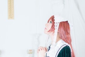 Rating: Safe Score: 0 Tags: 1girl blurry closed_mouth depth_of_field dress eyelashes from_side green_eyes lips long_hair nose profile red_hair solo suiseiseki User: admin