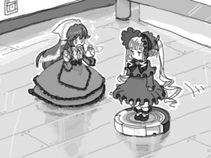 Rating: Safe Score: 0 Tags: 2girls bonnet dress frills greyscale image lolita_fashion long_hair long_sleeves monochrome multiple_girls pair shinku suigintou suiseiseki User: admin