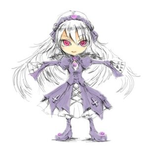 Rating: Safe Score: 0 Tags: 1girl dress frills full_body image long_hair long_sleeves looking_at_viewer pink_eyes purple_dress rose solo standing suigintou very_long_hair white_background wings User: admin