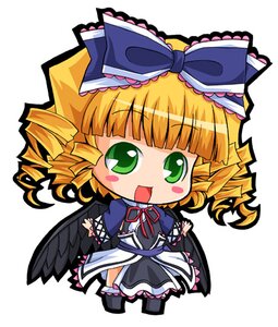 Rating: Safe Score: 0 Tags: 1girl :d black_wings blonde_hair blunt_bangs blush_stickers bow chibi curly_hair dress drill_hair frills full_body green_eyes hina_ichigo hinaichigo image kamyu long_hair long_sleeves lowres open_mouth ribbon rozen_maiden smile solo suntail utawarerumono wings User: admin