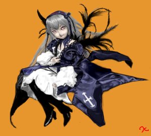 Rating: Safe Score: 0 Tags: 1girl boots detached_collar dress frills full_body hairband high_heel_boots high_heels image long_hair long_sleeves orange_background red_eyes rose silver_hair simple_background solo suigintou wings User: admin