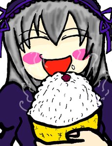 Rating: Safe Score: 0 Tags: 1girl akemi_homura black_hair blush_stickers closed_eyes flower food hairband image long_hair open_mouth simple_background solo suigintou User: admin