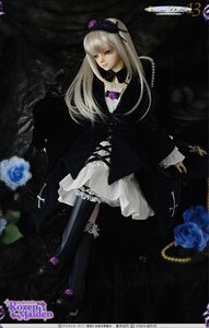 Rating: Safe Score: 0 Tags: 1girl blonde_hair blue_flower blue_rose doll dress flower frills gothic_lolita hat lolita_fashion long_hair purple_rose ribbon rose solo suigintou User: admin