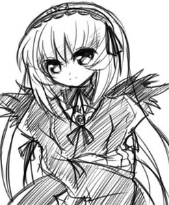 Rating: Safe Score: 0 Tags: 1girl detached_collar dress frills greyscale hairband image lolita_hairband long_hair long_sleeves looking_at_viewer monochrome ribbon rose simple_background solo suigintou upper_body very_long_hair white_background wings User: admin